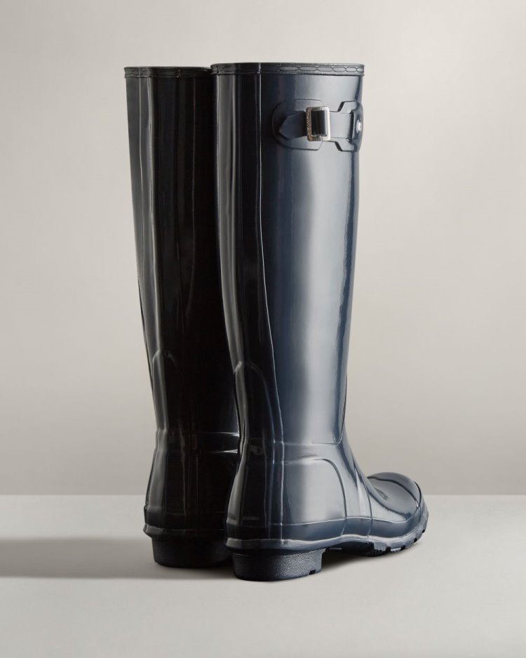 Botas de Agua Altas Hunter Original Tall Gloss Rain Mujer Azul Marino Uruguay | K0S-4685