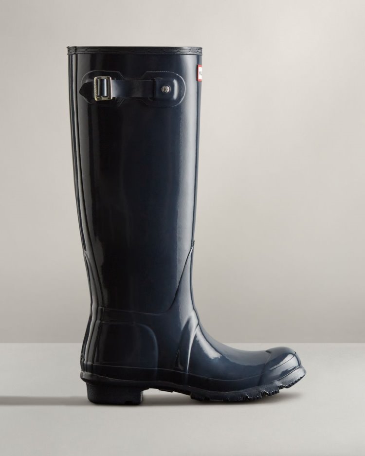 Botas de Agua Altas Hunter Original Tall Gloss Rain Mujer Azul Marino Uruguay | K0S-4685