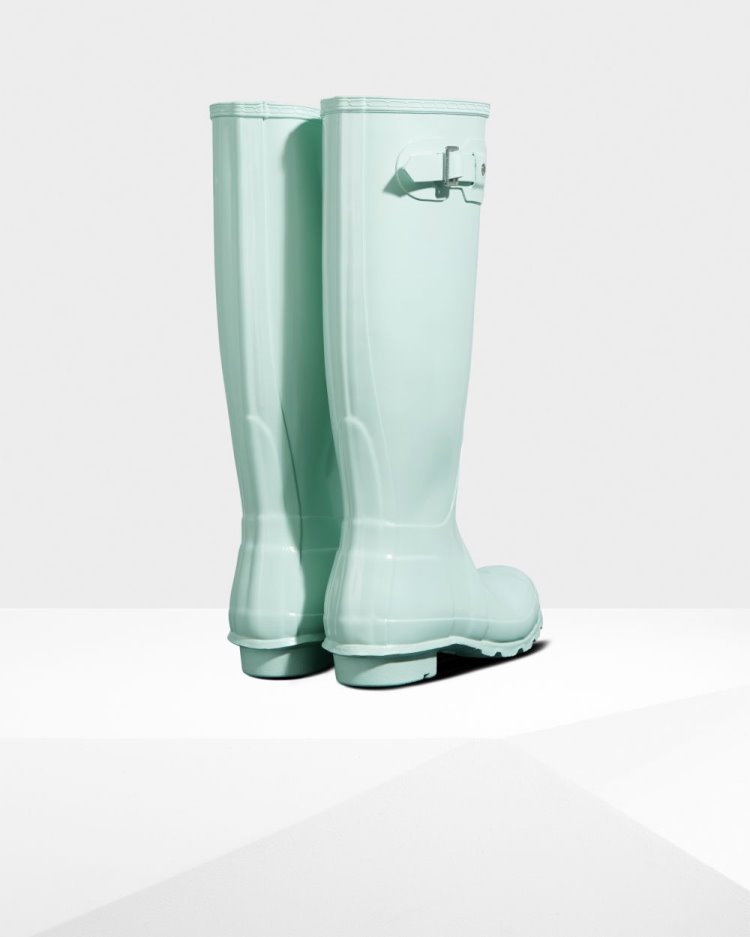 Botas de Agua Altas Hunter Original Tall Gloss Rain Mujer Verde Menta Uruguay | D7P-2231