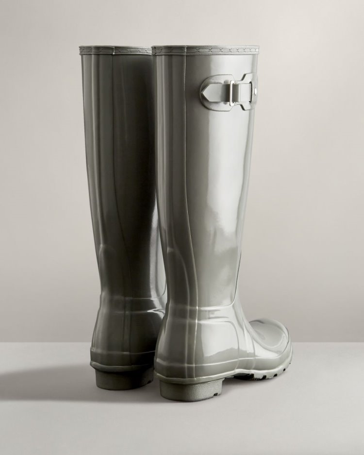 Botas de Agua Altas Hunter Original Tall Gloss Rain Mujer Gris Uruguay | Y6V-9255