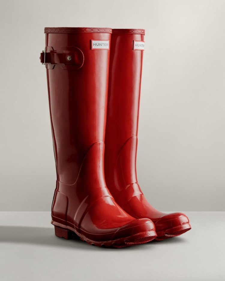 Botas de Agua Altas Hunter Original Tall Gloss Rain Mujer Rojas Uruguay | C9O-6130