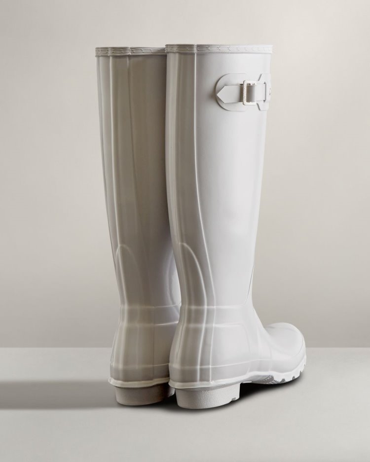 Botas de Agua Altas Hunter Original Tall Gloss Rain Mujer Blancas Uruguay | Z5N-4479