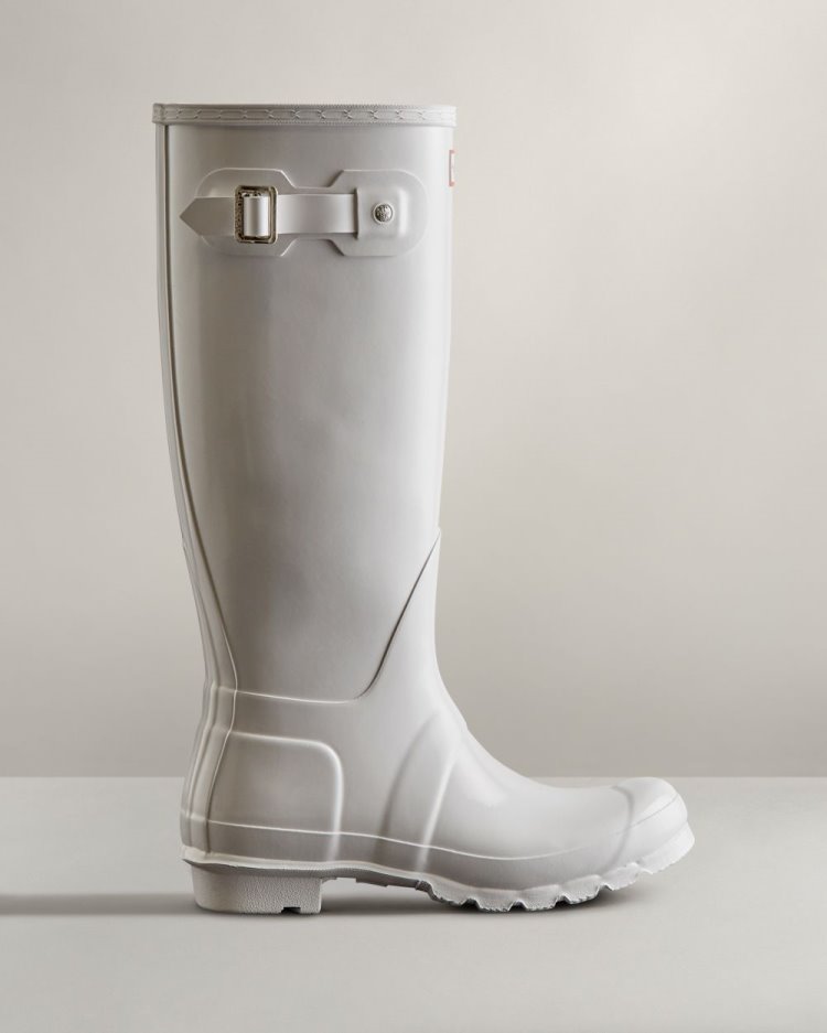 Botas de Agua Altas Hunter Original Tall Gloss Rain Mujer Blancas Uruguay | Z5N-4479