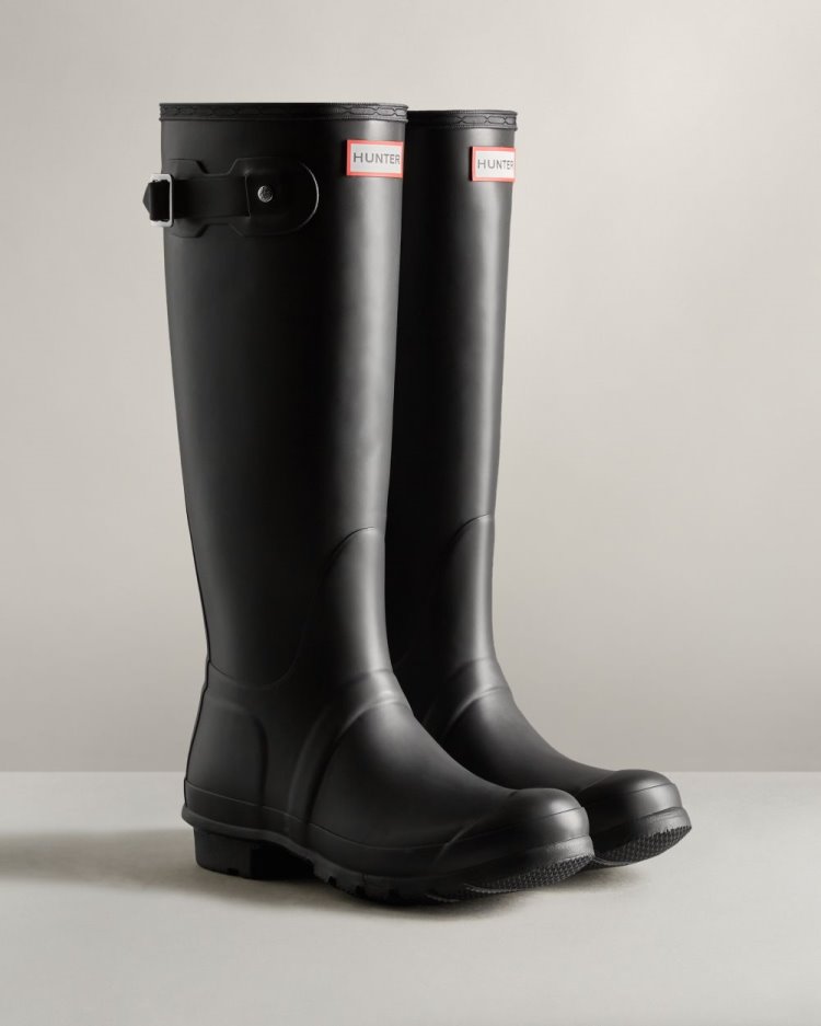 Botas de Agua Altas Hunter Original Tall Rain Mujer Negras Uruguay | Y7F-3820