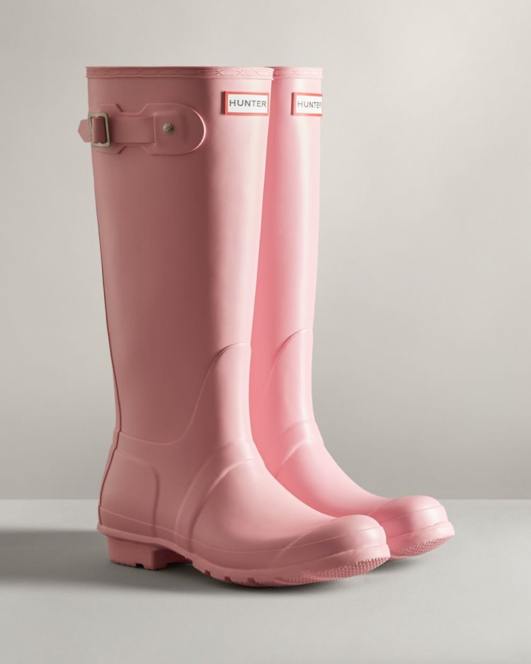 Botas de Agua Altas Hunter Original Tall Rain Mujer Rosas Uruguay | F8S-8617