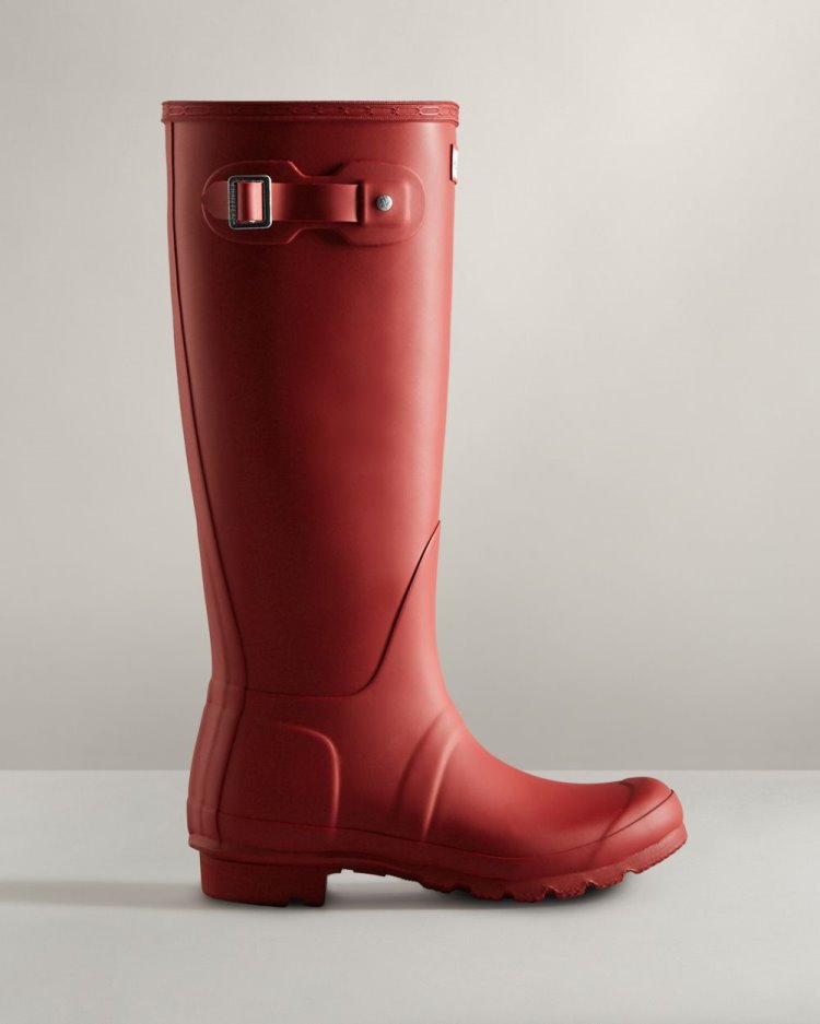 Botas de Agua Altas Hunter Original Tall Rain Mujer Rojas Uruguay | U8K-6689