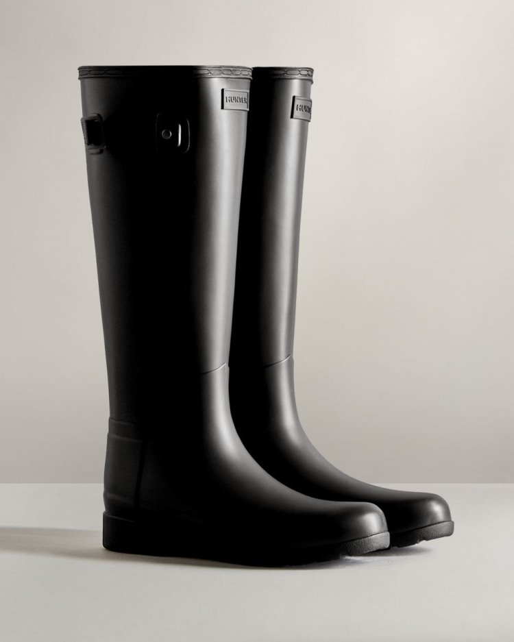 Botas de Agua Altas Hunter Refined Tall Rain Mujer Negras Uruguay | L2X-3732