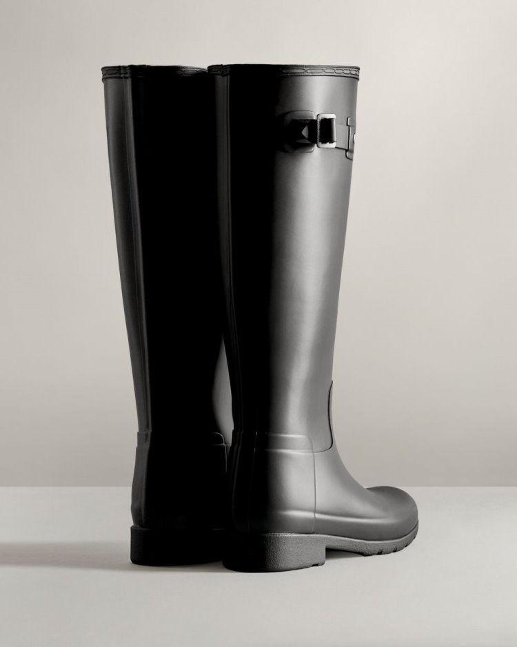 Botas de Agua Altas Hunter Refined Tall Rain Mujer Negras Uruguay | L2X-3732