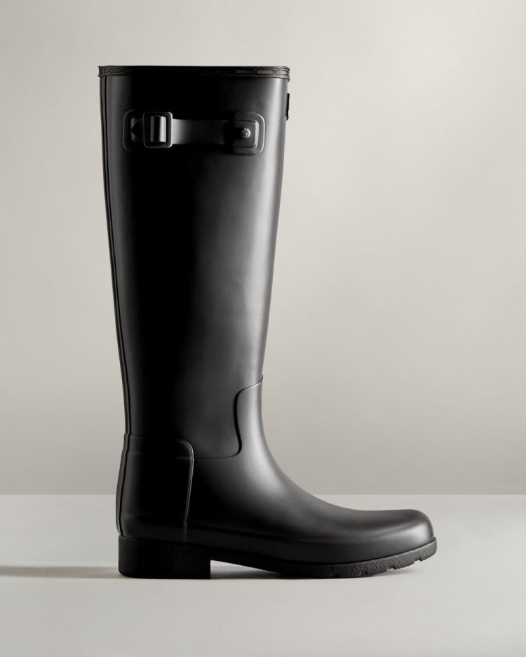 Botas de Agua Altas Hunter Refined Tall Rain Mujer Negras Uruguay | L2X-3732