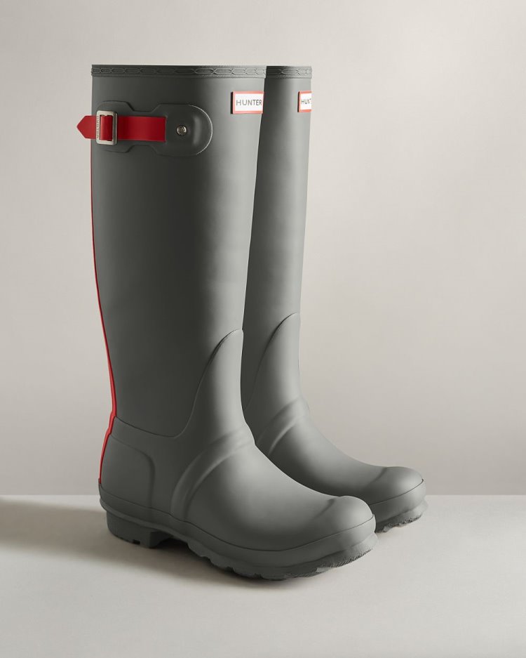 Botas de Agua Altas Hunter Tall Insulated Rain Mujer Gris Rojas Uruguay | Y5E-4623