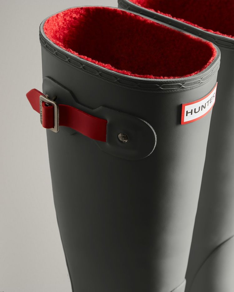 Botas de Agua Altas Hunter Tall Insulated Rain Mujer Gris Rojas Uruguay | Y5E-4623