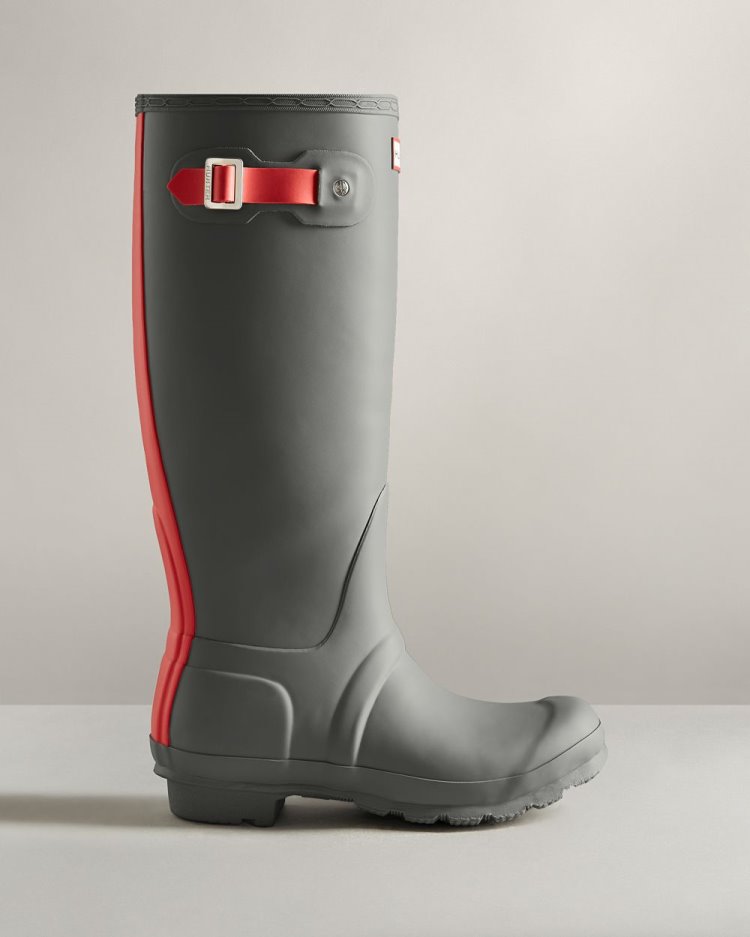 Botas de Agua Altas Hunter Tall Insulated Rain Mujer Gris Rojas Uruguay | Y5E-4623