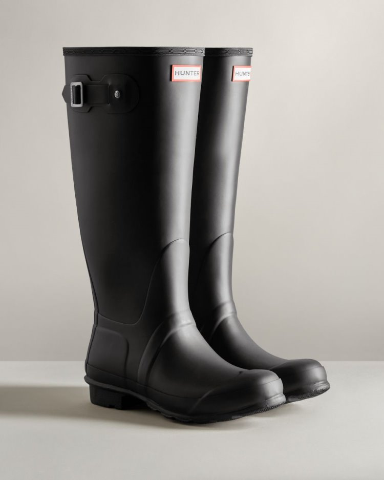 Botas de Agua Altas Hunter Tall Wide Fit Rain Mujer Negras Uruguay | A0V-4958