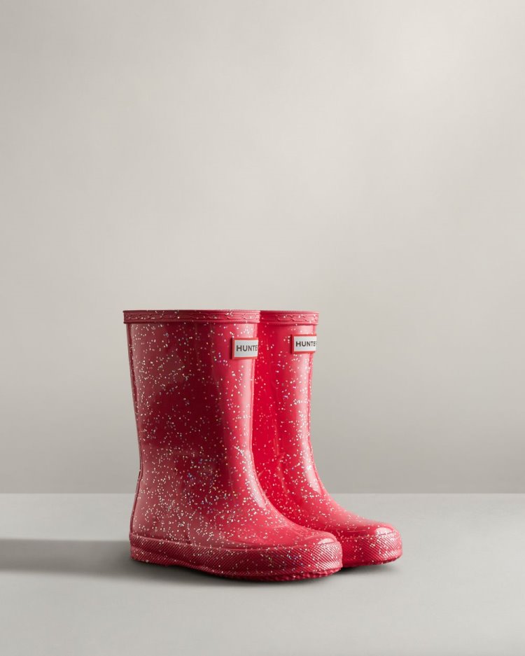 Botas de Agua Bajas Hunter First Classic Giant Glitter Rain Niños Rosas Uruguay | A6L-7005