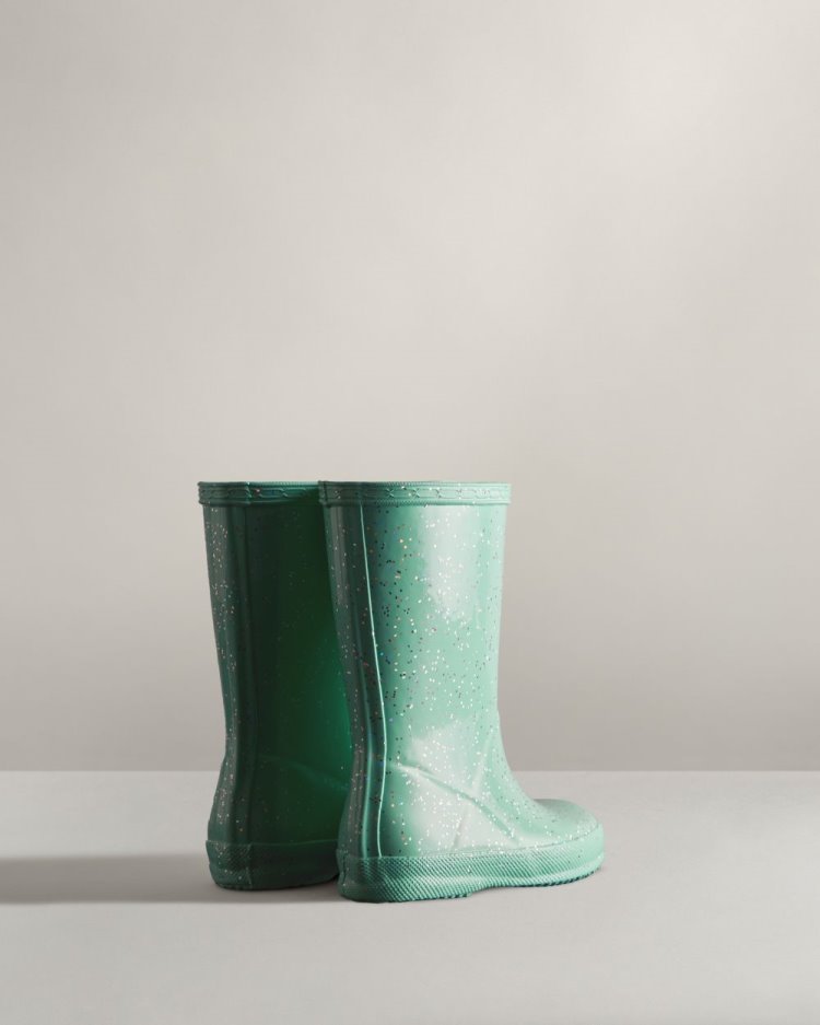 Botas de Agua Bajas Hunter First Classic Giant Glitter Rain Niños Verde Menta Uruguay | N8A-8252