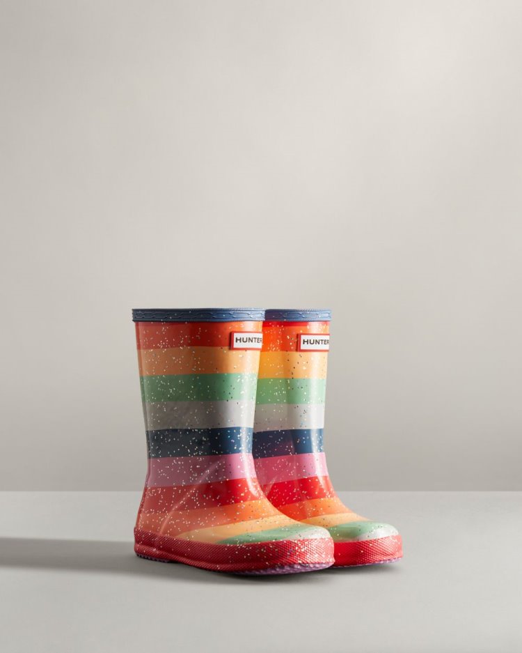 Botas de Agua Bajas Hunter First Classic Glitter Rainbow Rain Niños Multicolor Uruguay | D8G-4088