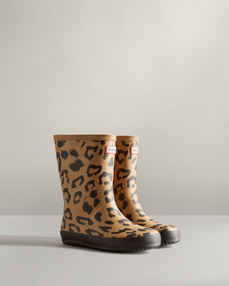 Botas de Agua Bajas Hunter First Hybrid Leopard Print Rain Niños Marrones Uruguay | P3I-2451