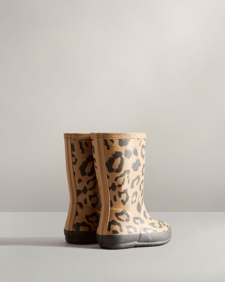 Botas de Agua Bajas Hunter First Hybrid Leopard Print Rain Niños Marrones Uruguay | P3I-2451