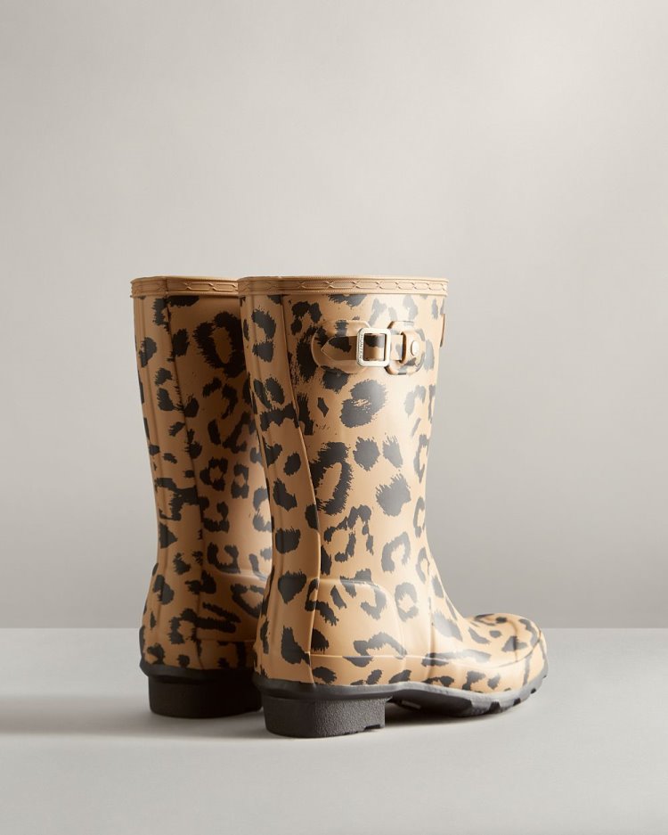 Botas de Agua Bajas Hunter Hybrid Leopard Print Rain Niños Marrones Uruguay | A2E-0015