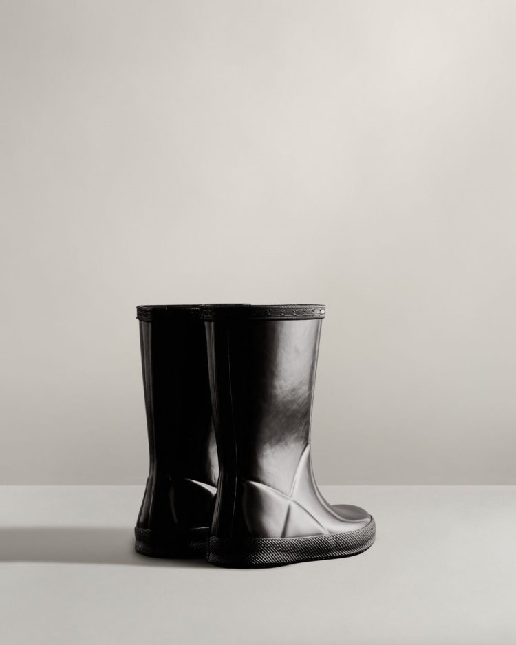 Botas de Agua Bajas Hunter Original First Classic Gloss Rain Niños Negras Uruguay | L3X-1298