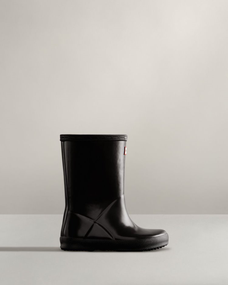 Botas de Agua Bajas Hunter Original First Classic Gloss Rain Niños Negras Uruguay | L3X-1298