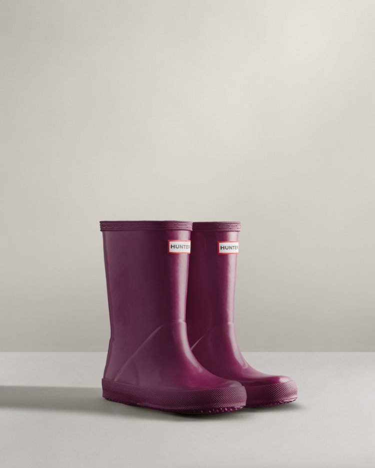 Botas de Agua Bajas Hunter Original First Classic Gloss Rain Niños Moradas Uruguay | F7F-6816