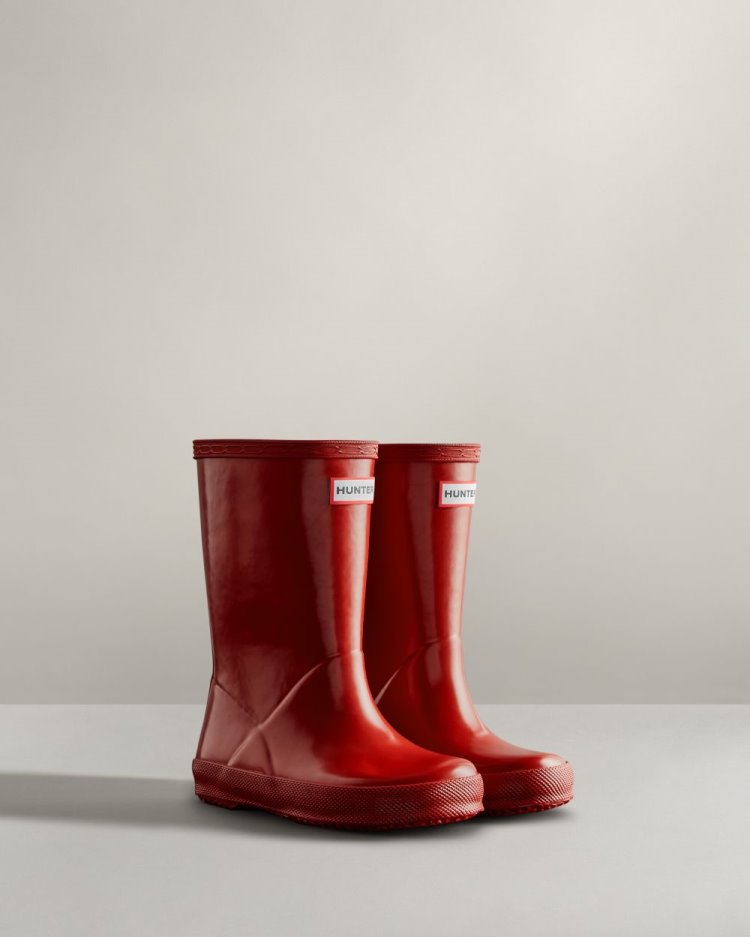 Botas de Agua Bajas Hunter Original First Classic Gloss Rain Niños Rojas Uruguay | D3P-9439