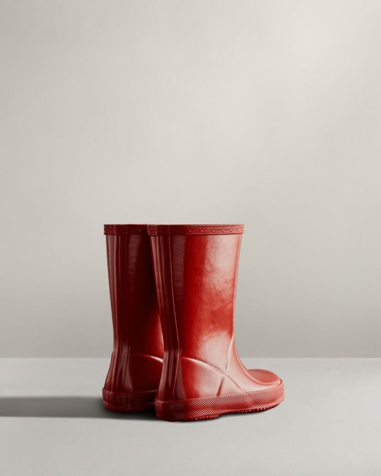 Botas de Agua Bajas Hunter Original First Classic Gloss Rain Niños Rojas Uruguay | D3P-9439