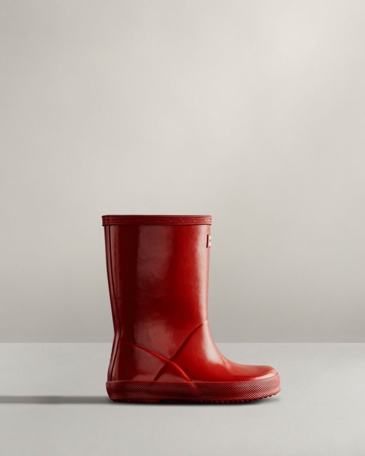 Botas de Agua Bajas Hunter Original First Classic Gloss Rain Niños Rojas Uruguay | D3P-9439