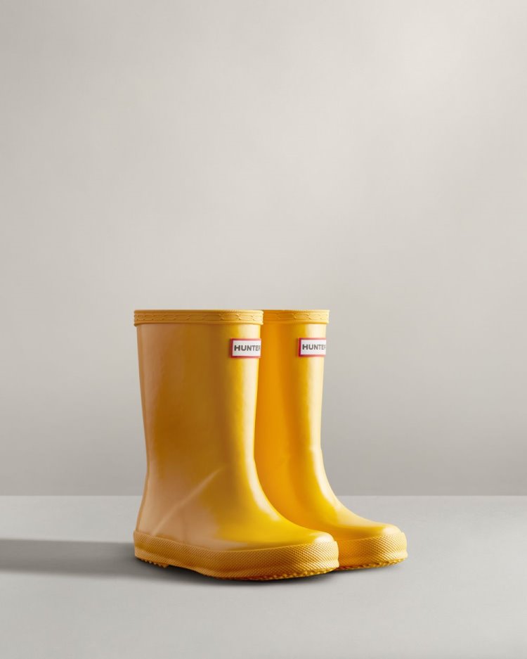 Botas de Agua Bajas Hunter Original First Classic Gloss Rain Niños Amarillo Uruguay | X1V-1829