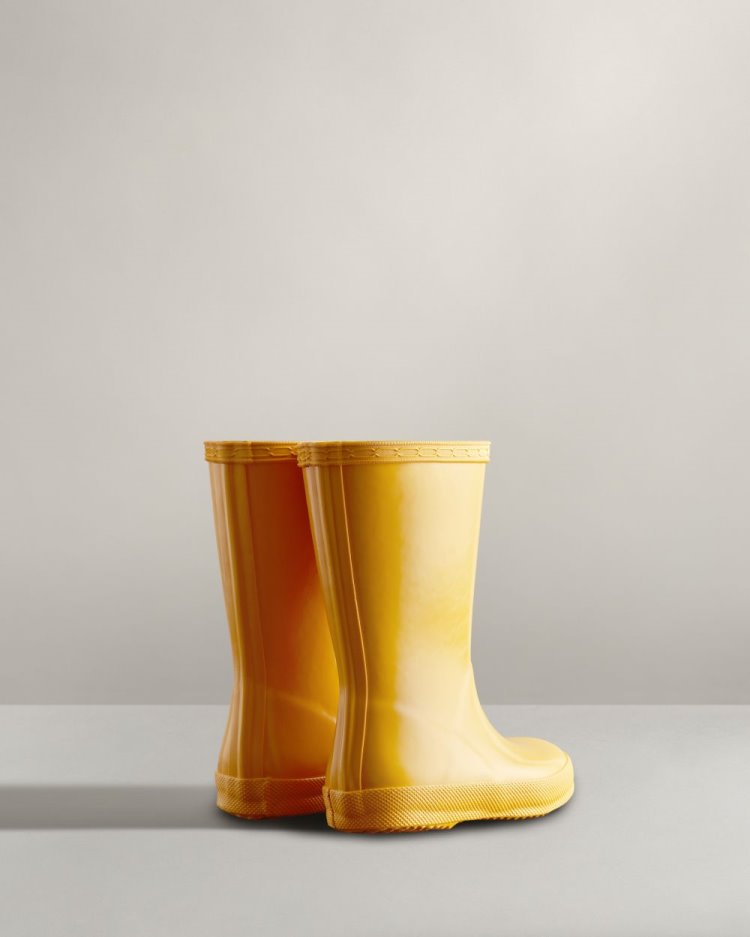 Botas de Agua Bajas Hunter Original First Classic Gloss Rain Niños Amarillo Uruguay | X1V-1829