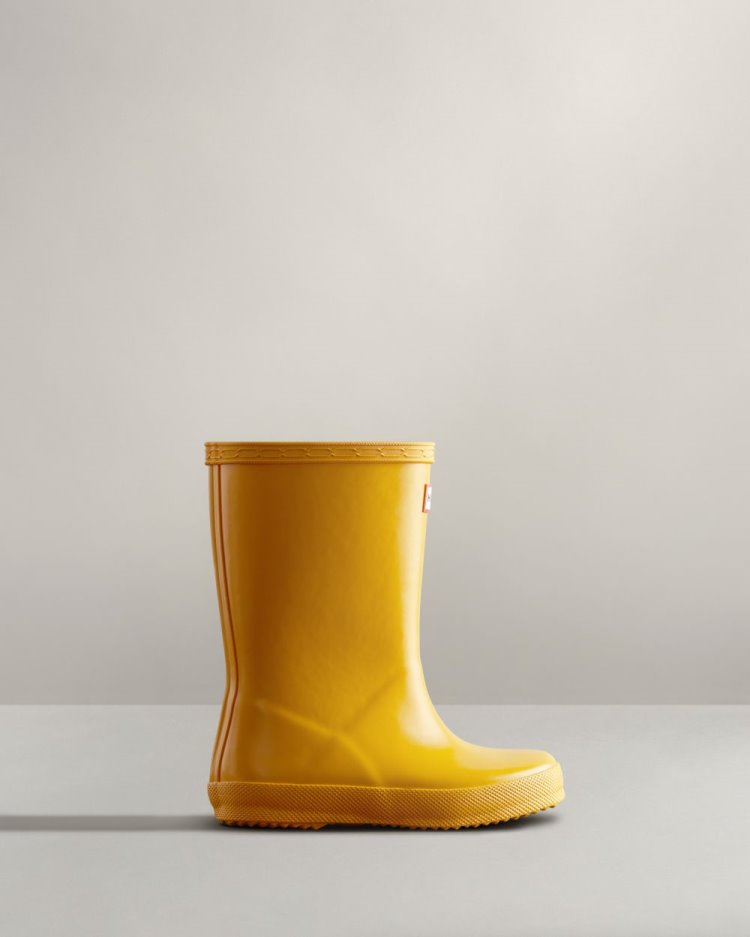 Botas de Agua Bajas Hunter Original First Classic Gloss Rain Niños Amarillo Uruguay | X1V-1829