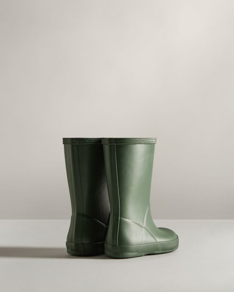 Botas de Agua Bajas Hunter Original First Classic Rain Niños Verde Uruguay | C0H-2468