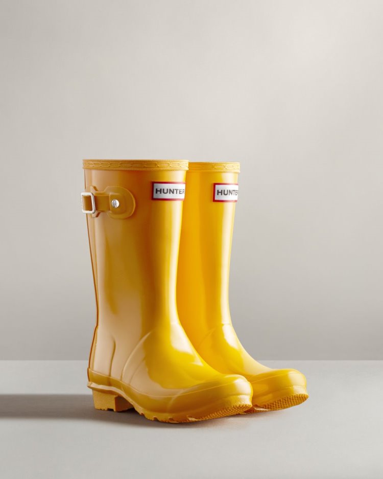 Botas de Agua Bajas Hunter Original Gloss Rain Niños Amarillo Uruguay | I3M-3566