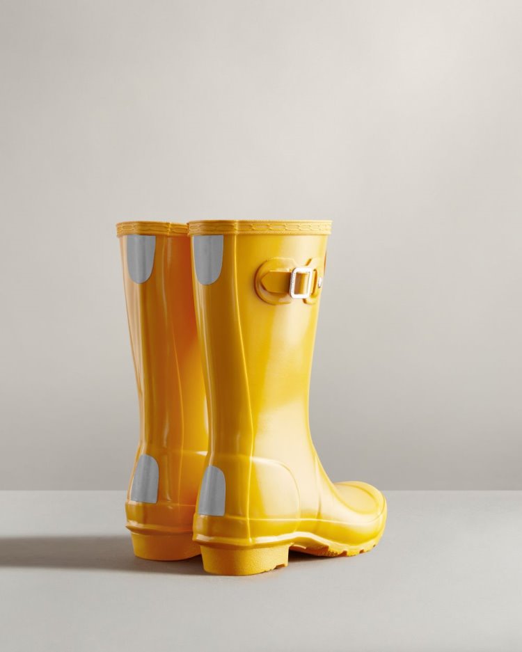 Botas de Agua Bajas Hunter Original Gloss Rain Niños Amarillo Uruguay | I3M-3566