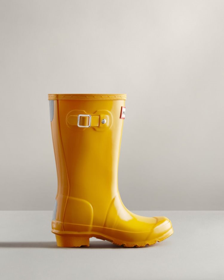 Botas de Agua Bajas Hunter Original Gloss Rain Niños Amarillo Uruguay | I3M-3566