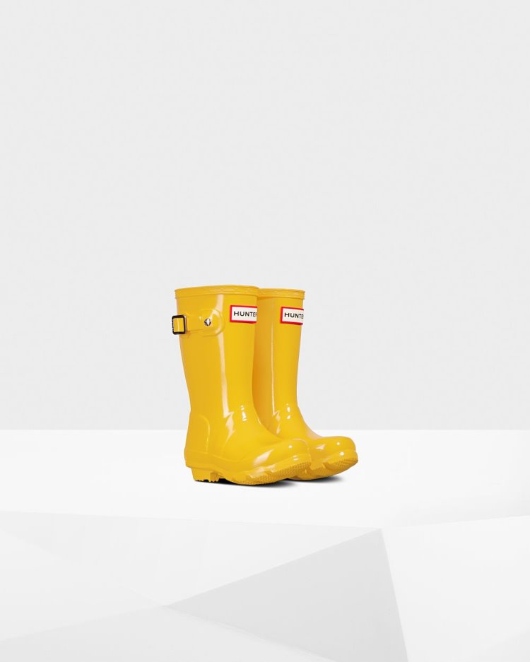 Botas de Agua Bajas Hunter Original Gloss Rain Niños Amarillo Uruguay | G1B-7230