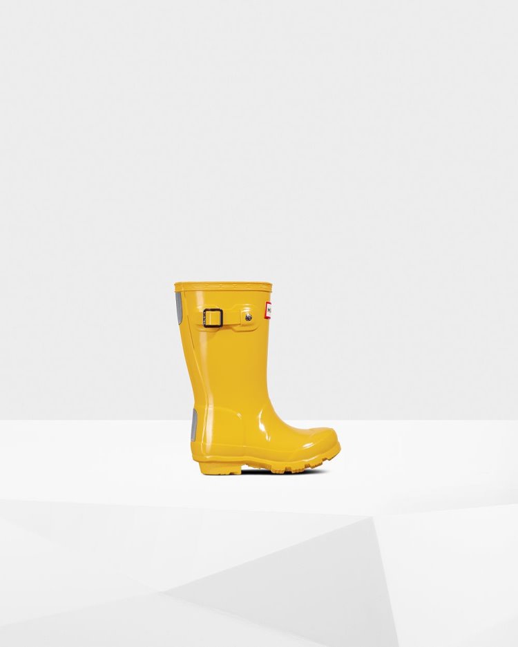 Botas de Agua Bajas Hunter Original Gloss Rain Niños Amarillo Uruguay | G1B-7230