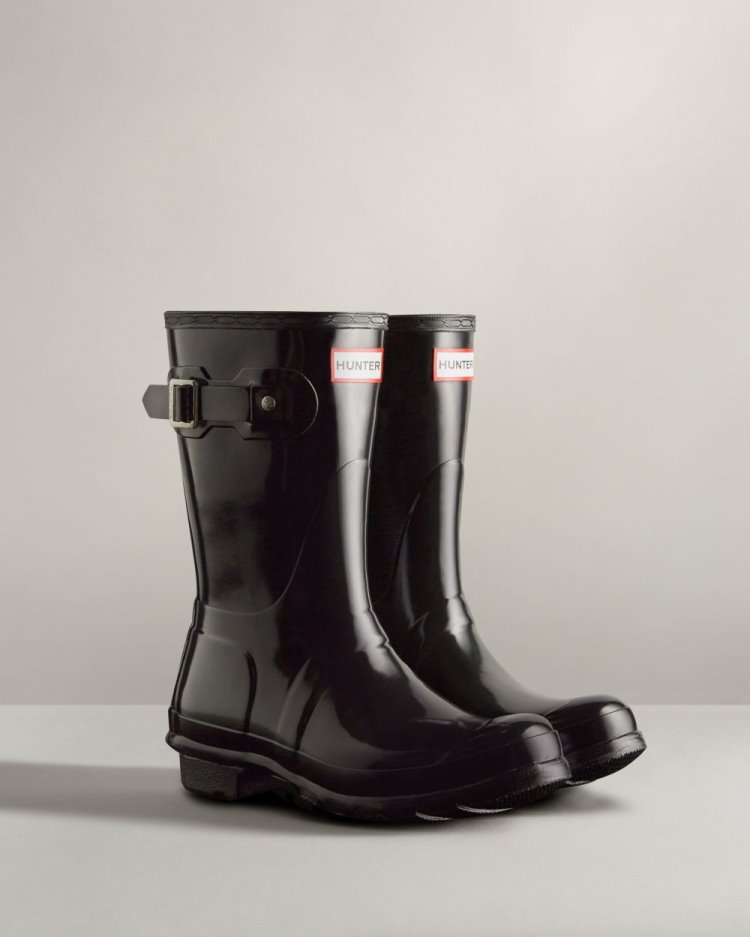 Botas de Agua Bajas Hunter Original Short Gloss Rain Mujer Negras Uruguay | N8T-3106