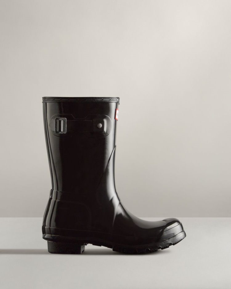 Botas de Agua Bajas Hunter Original Short Gloss Rain Mujer Negras Uruguay | N8T-3106