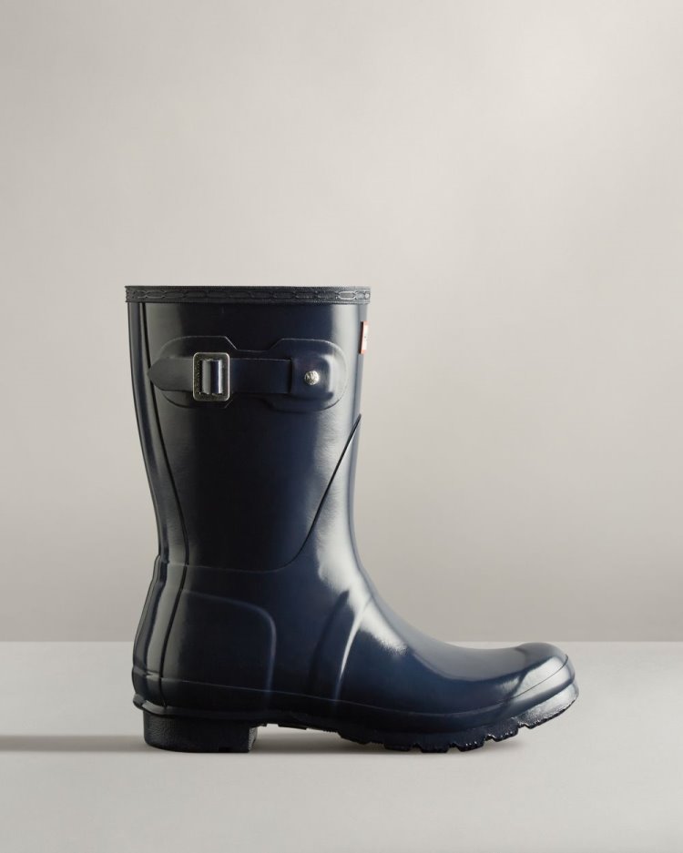 Botas de Agua Bajas Hunter Original Short Gloss Rain Mujer Azul Marino Uruguay | T8O-7237