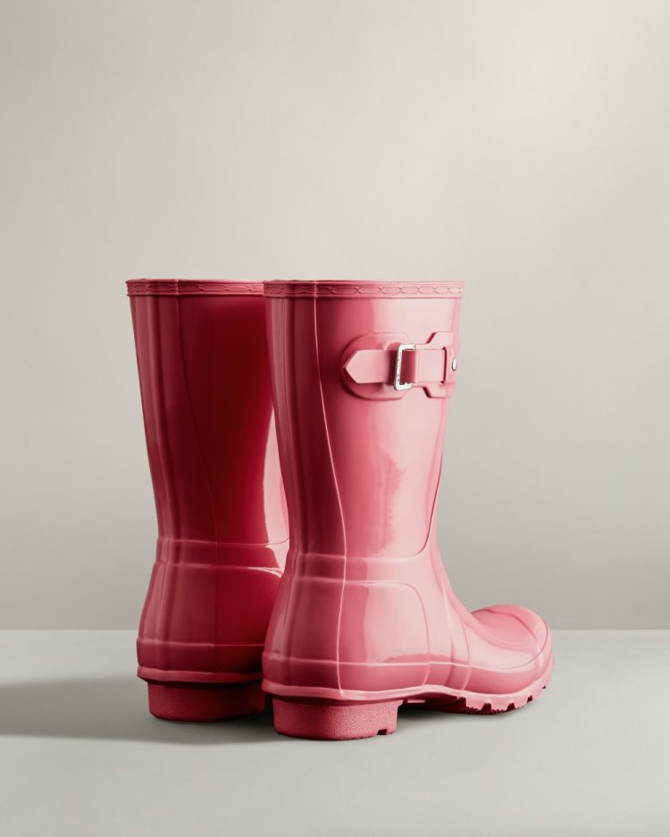 Botas de Agua Bajas Hunter Original Short Gloss Rain Mujer Rosas Uruguay | F1Z-0150