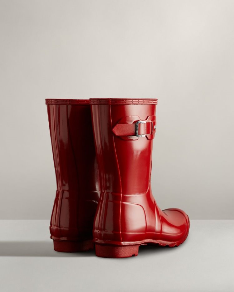 Botas de Agua Bajas Hunter Original Short Gloss Rain Mujer Rojas Uruguay | W1T-0417