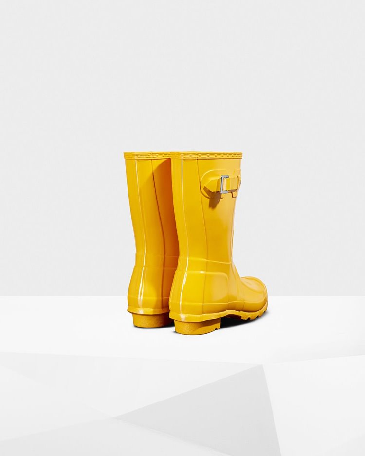 Botas de Agua Bajas Hunter Original Short Gloss Rain Mujer Amarillo Uruguay | T3O-4459