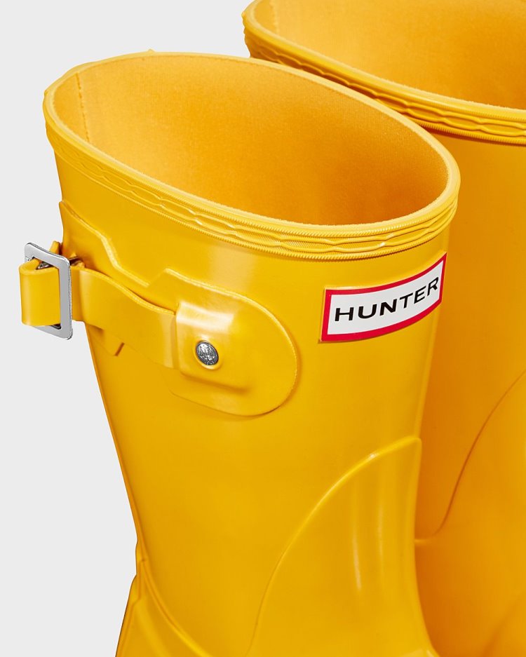 Botas de Agua Bajas Hunter Original Short Gloss Rain Mujer Amarillo Uruguay | T3O-4459