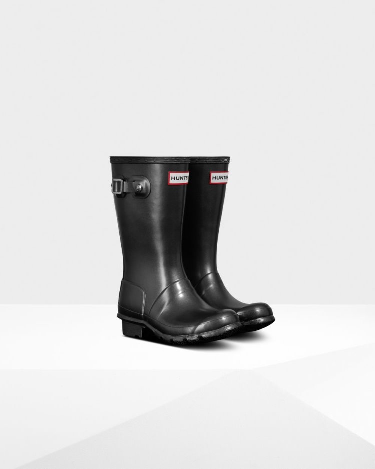 Botas de Agua Bajas Hunter Pearlized Rain Niños Negras Uruguay | Q3F-3268