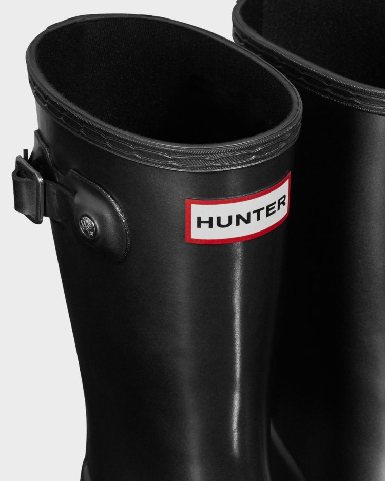 Botas de Agua Bajas Hunter Pearlized Rain Niños Negras Uruguay | Q3F-3268