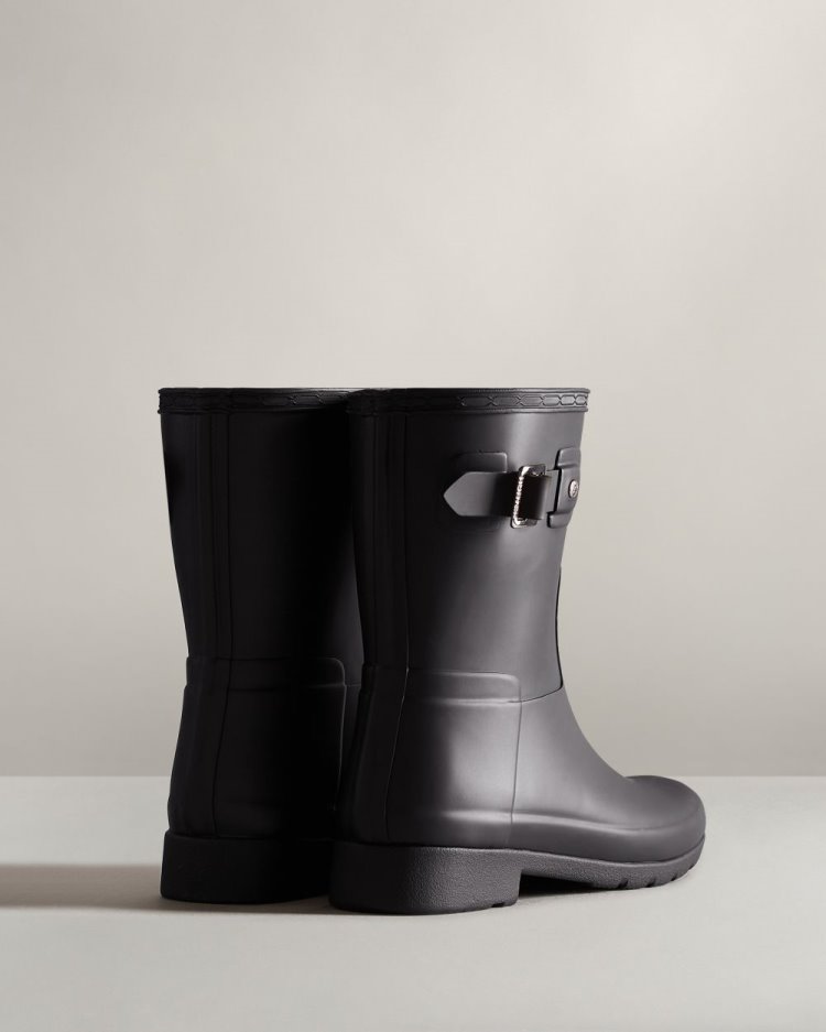 Botas de Agua Bajas Hunter Refined Slim Fit Short Rain Mujer Negras Uruguay | T3W-7189