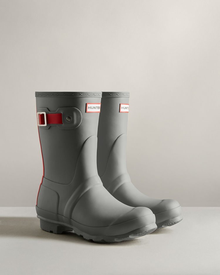 Botas de Agua Bajas Hunter Short Insulated Rain Mujer Gris Rojas Uruguay | M1T-1184