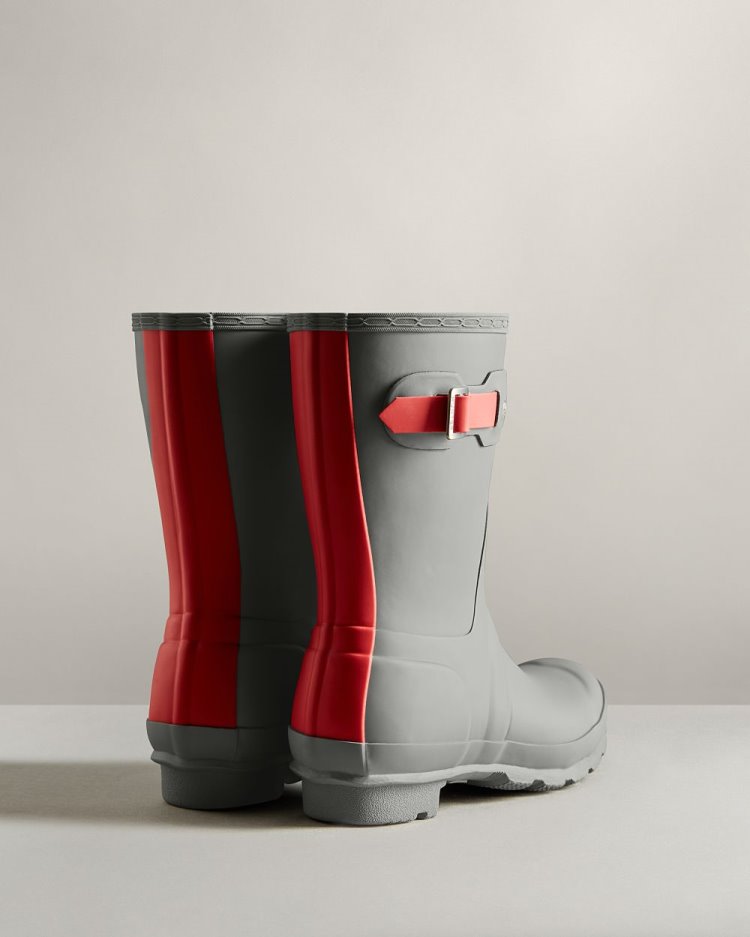 Botas de Agua Bajas Hunter Short Insulated Rain Mujer Gris Rojas Uruguay | M1T-1184